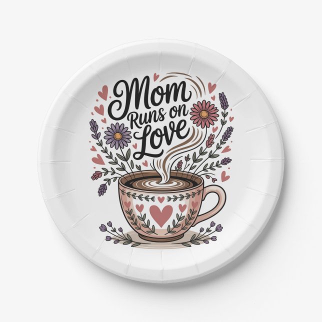 Mom Runs On Love Pappteller (Vorderseite)