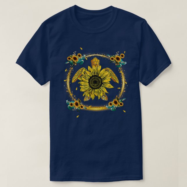 Mom Sunflower Turtle Personalized Grandma Mom  T-Shirt (Design vorne)