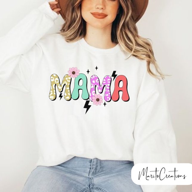 Mom sweatshirt with flowers and retro lettering (Von Creator hochgeladen)