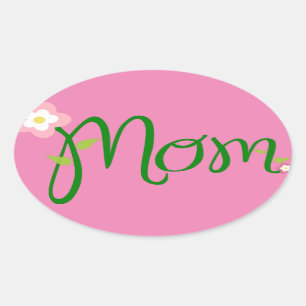 Mom-text-Blume-Schriftart-Mutter Ovaler Aufkleber