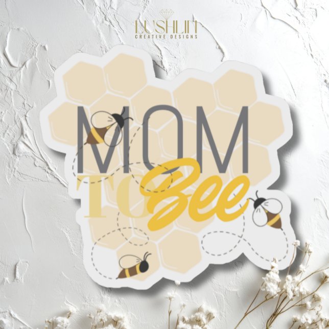 Mom TO Be Bee Themed Yellow Honey Comb Babyshower Aufkleber (Von Creator hochgeladen)