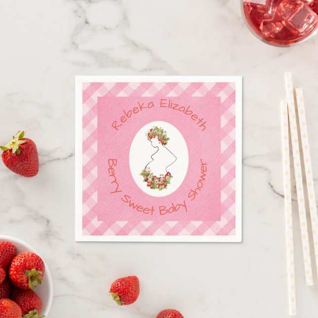 Mom to Be Berry Sweet Pink Gingham Shower Serviette (Beispiel)
