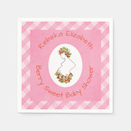 Mom to Be Berry Sweet Pink Gingham Shower Serviette