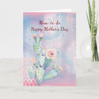 Mom-to-be Mother's Day Watercolor Cactus Card Karte