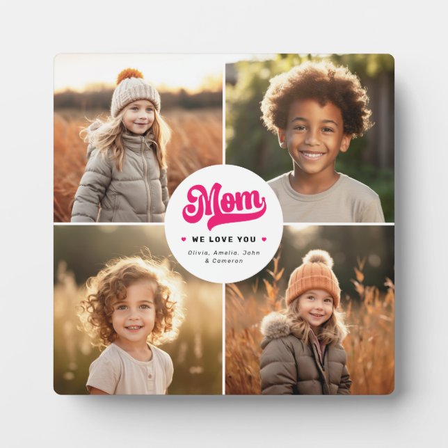 Mom we love you photo hearts names mothers day fotoplatte (Vorderseite)