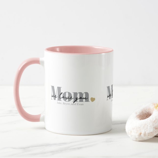 Mom wir lieben dich Black Script Tasse (Mit Donut)