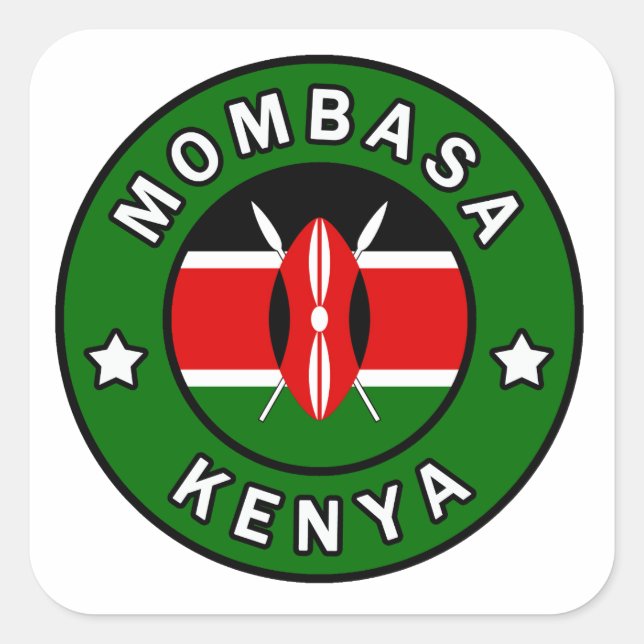 Mombasa Kenya Quadratischer Aufkleber (Vorderseite)
