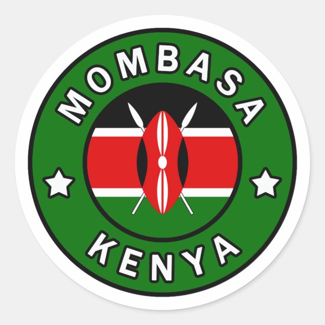 Mombasa Kenya Runder Aufkleber (Vorderseite)