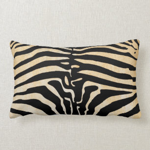 Mombasa Zebra Print Throw Lumbar Pillow, Black/Tan Lendenkissen