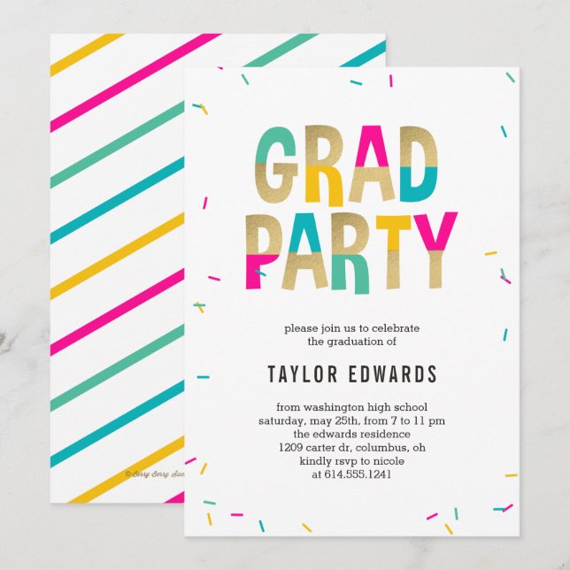 Moment der Freude Graduation Party Einladung (Vorne/Hinten)