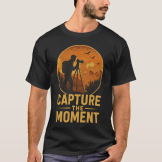 Momentaufnahme Fotograf Sonnenuntergang Silhouette T-Shirt