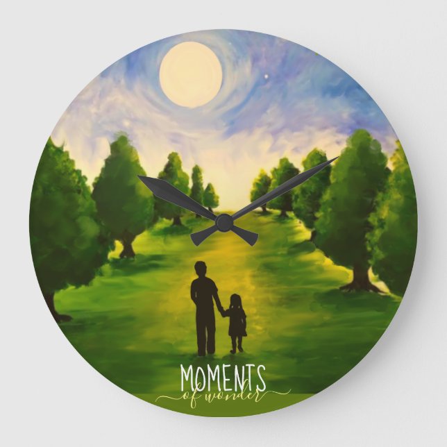 Momente des Staunens Mondspaziergang im Wald Große Wanduhr (Vorderseite)