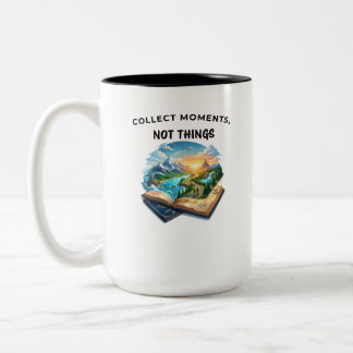 Momente sammeln, nicht Dinge | Inspirierende Reise Zweifarbige Tasse