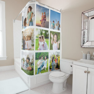 Momente Treasured: Anpassbare 9-FotoCollage Duschvorhang