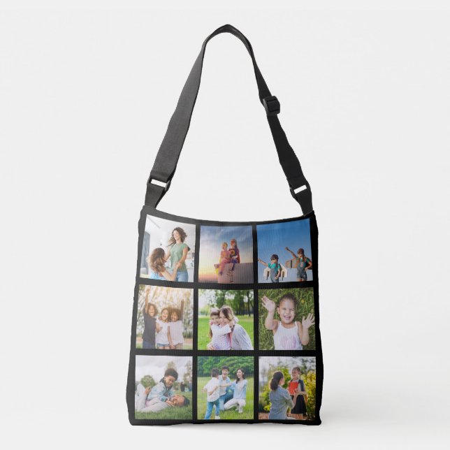 Momente Treasured: Anpassbare 9-FotoCollage Tragetaschen Mit Langen Trägern (Vorderseite)