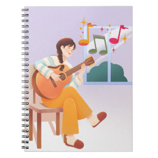 Moments de musique Carnet - mignonne fille, guitar