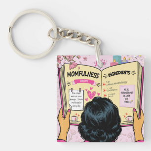 Momfulness-Kochbuch Niedliche Comic-Kunst Schlüsselanhänger