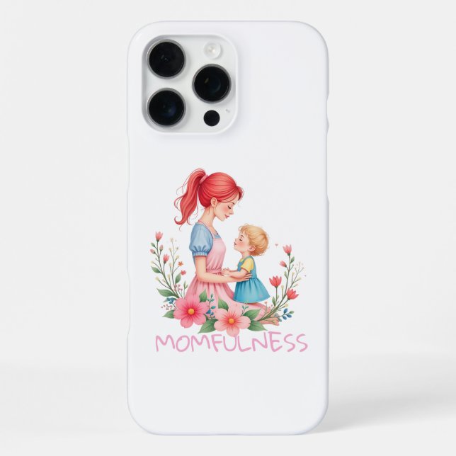 Momfulness-Wasserfarbe-Mutter-und-Kind-Kunst iPhone 16 Pro Max Hülle (Rückseite)