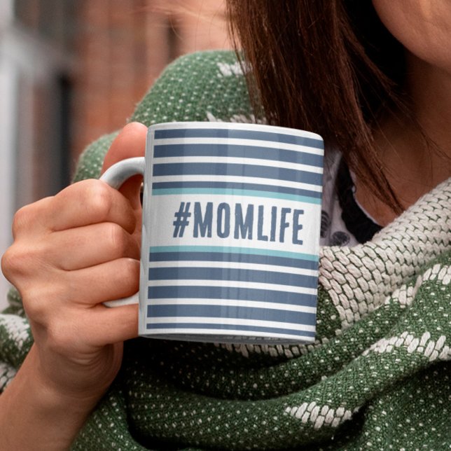 Momlife blau und weiß kaffeetasse (Von Creator hochgeladen)