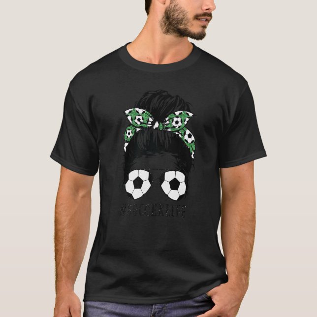 Momlife Kidlife Messy Bun Soccer Mama Top Socceri (Vorderseite)