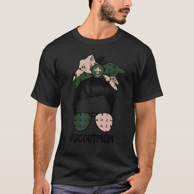 Momlife Scout for Girls Mother's Day Messy Bun Sun T-Shirt (Vorderseite)
