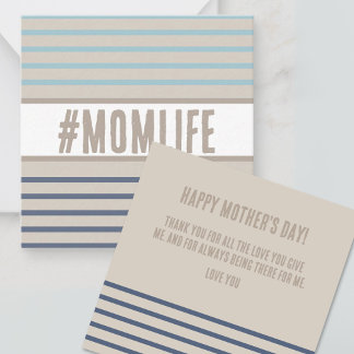 Momlife türkis blau und beige mitteilungskarte