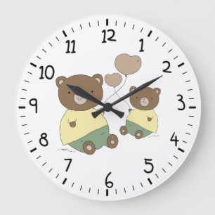 Momma and Baby Teddy Bear Große Wanduhr