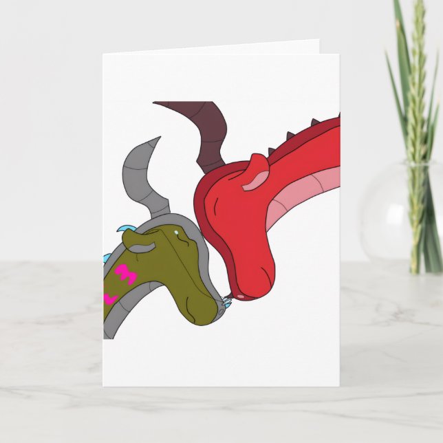Momma & Baby Dragon Blank Inside Greeting Card Karte (Vorderseite)