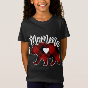 Momma Bear Christmas Buffalo Kariert Red White und T-Shirt