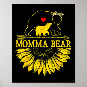 Momma Bear Mütter Day Sonnenblumen Familie Poster