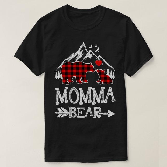 Momma Bear, Red Buffalo Kariert Oma Bear Pajama T-Shirt (Design vorne)