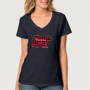 Momma Bear Red Kariert Family Matching Christmas P T-Shirt