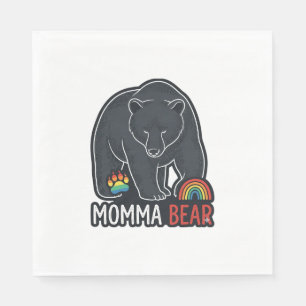Momma Bear Regenbogen Vintage Gravur Shirt Design Serviette