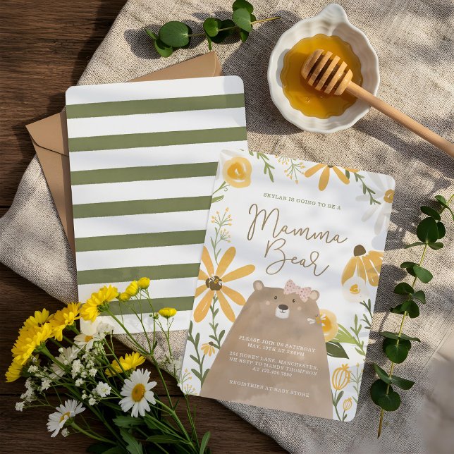 Momma Bear & Sweet Honey Bee Baby Girl Dusche Einladung (Momma Bear & Sweet Honey Bee Baby Girl Shower Invitation)