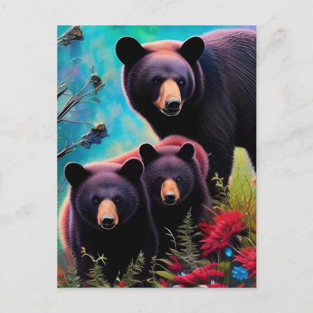 Momma Bear und Cubs Postkarte (Vorderseite)