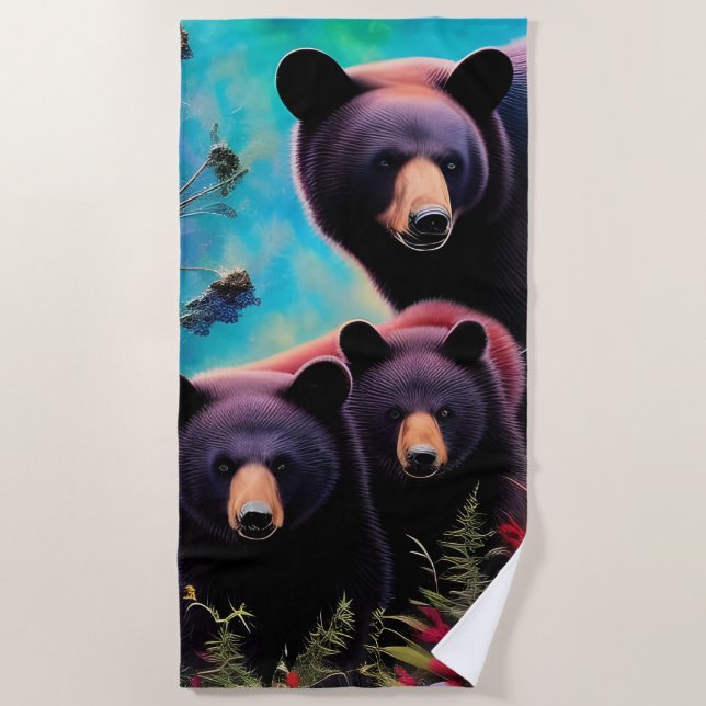 Momma Bear und Cubs Strandtuch (Vorderseite)