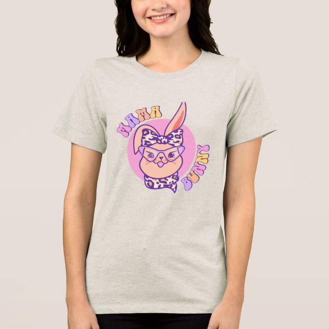 Momma Bunny Easter Bunny Head Tri-Blend Shirt (Vorderseite)