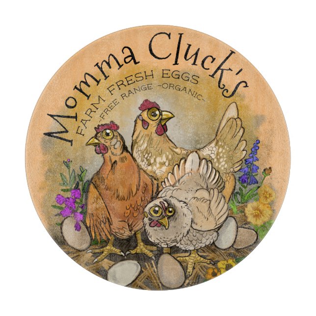 Momma Clucks Farm Fresh Eggs Schneidebrett (Vorderseite)