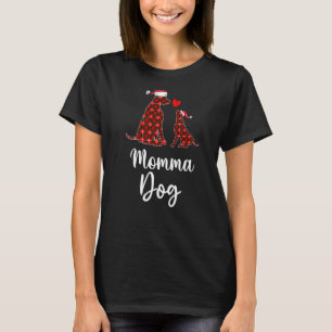 Momma Dog Buffalo Karierte Weihnachtsbaumfamilie T-Shirt