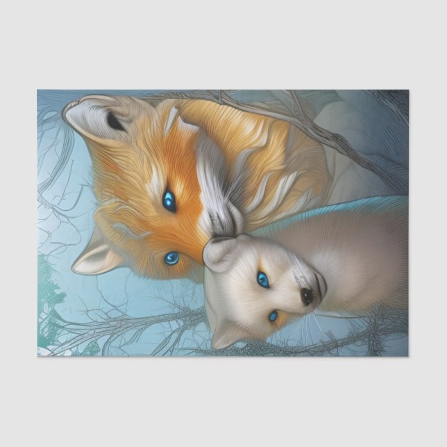 Momma Fox und Baby Seidenpapier (Vorderseite)