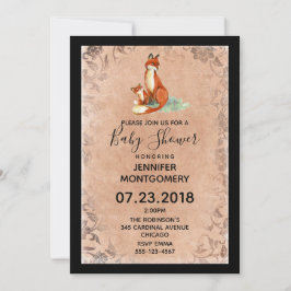 Momma Fox und Baby Watercolor Babydusche Einladung
