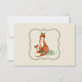 Momma Fox und Baby Watercolor Illustration Danke Einladung