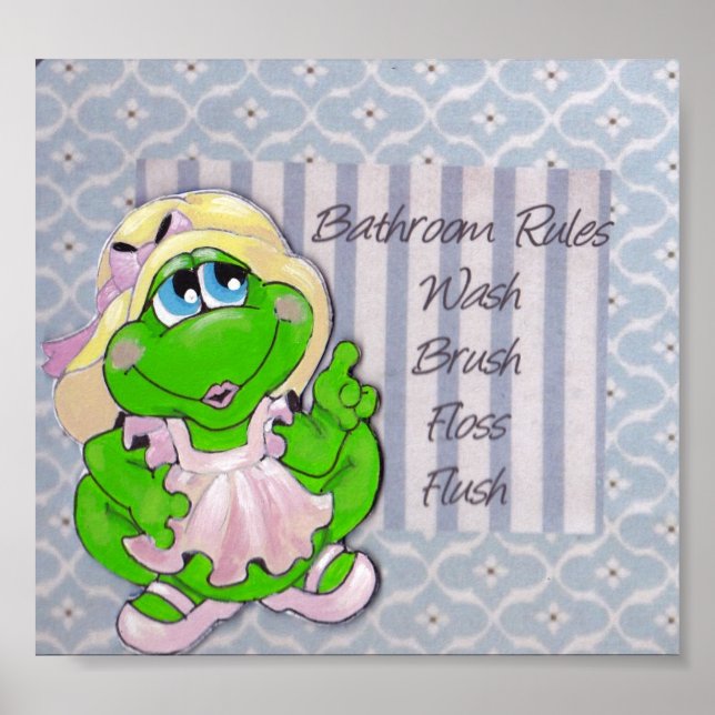 Momma Frog Badezimmer Regeln Kunst Poster (Vorne)