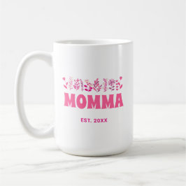 Momma Groovy Blume Vintag Pink Floral Custom Mama Kaffeetasse