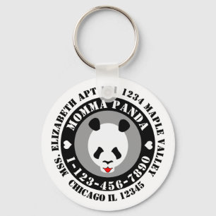 Momma Panda Notrufnummer Schlüsselanhänger