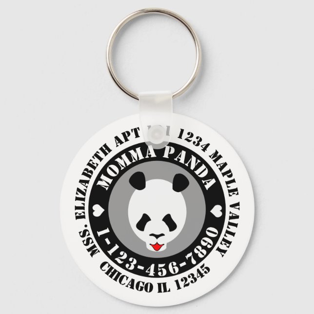 Momma Panda Notrufnummer Schlüsselanhänger (Vorderseite)
