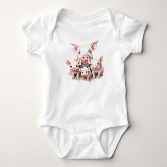 Momma Pig mit Baby Ferkel Strampler (Vorderseite)