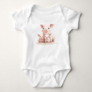 Momma Pig und Baby Ferkel, Niedliche Nutztiere Baby Strampler