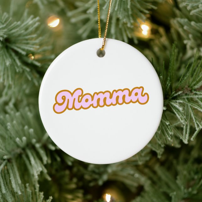Momma | Rosa Niedliche Mama Keramik Ornament (Baum)