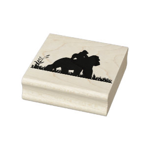 Momma und Baby Gorilla Gummistempel
